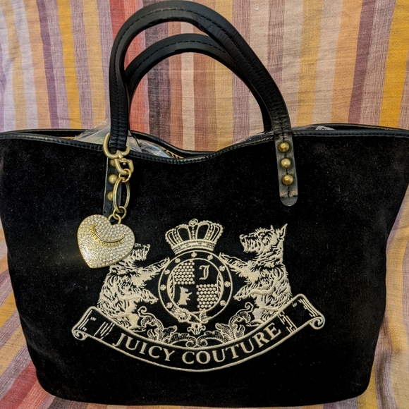 JUICY COUTURE Black Velour Tote - Picture 1 of 7